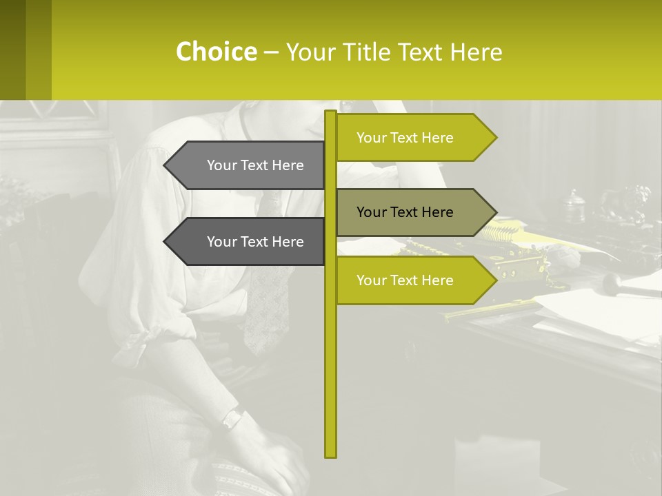 A Man Sitting At A Desk With A Typewriter PowerPoint Template