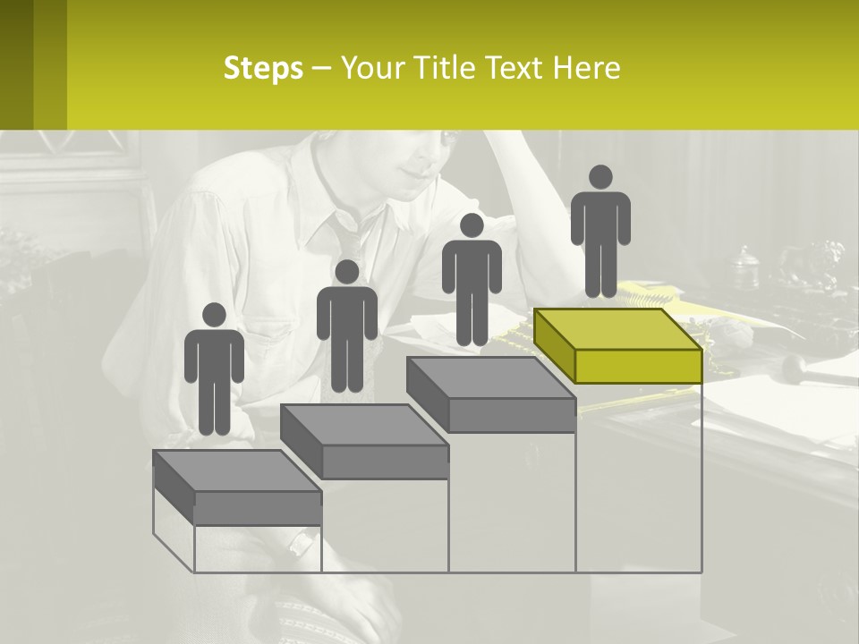 A Man Sitting At A Desk With A Typewriter PowerPoint Template