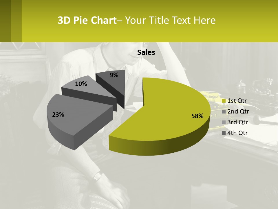 A Man Sitting At A Desk With A Typewriter PowerPoint Template