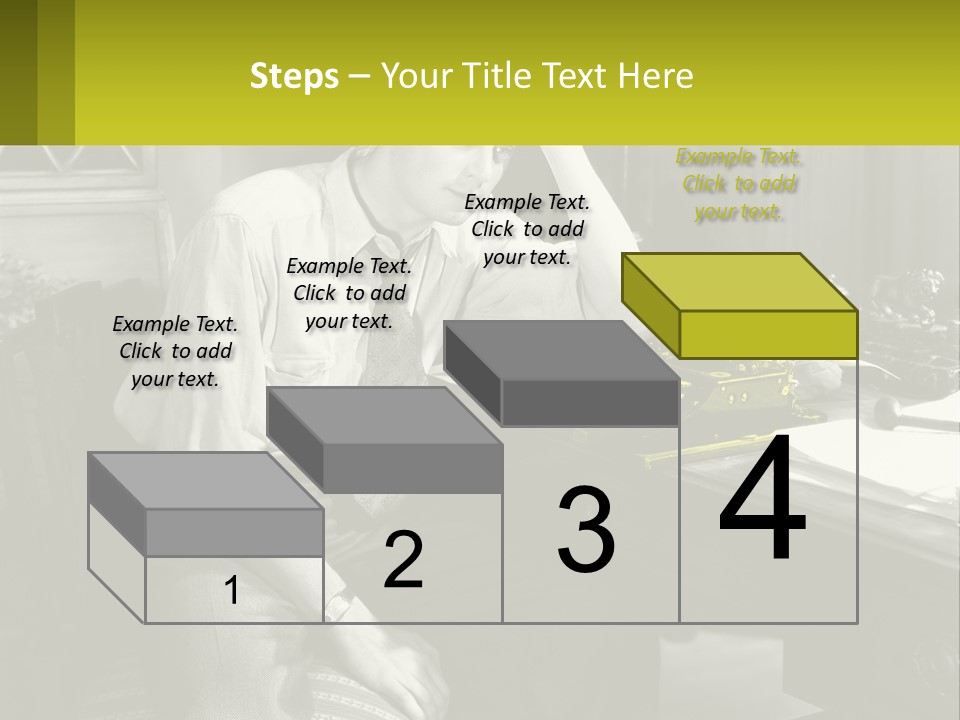 A Man Sitting At A Desk With A Typewriter PowerPoint Template