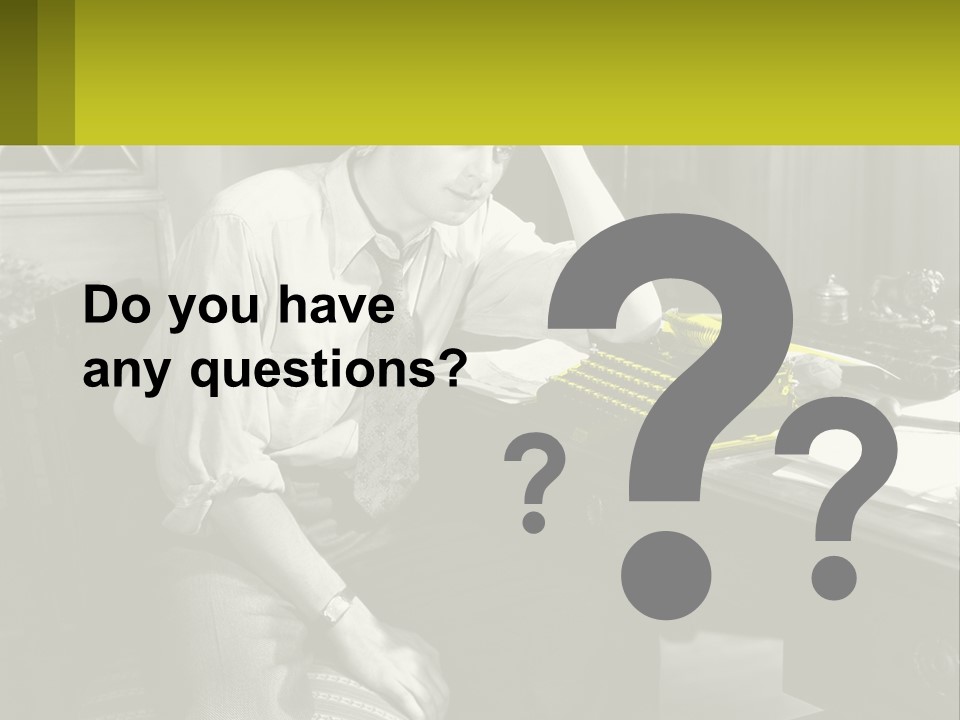 A Man Sitting At A Desk With A Typewriter PowerPoint Template