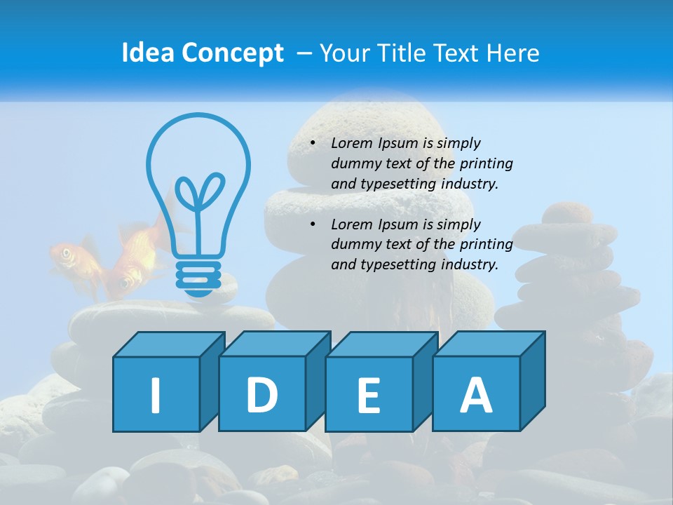 A Group Of Rocks Stacked On Top Of Each Other With A Goldfish In The PowerPoint Template