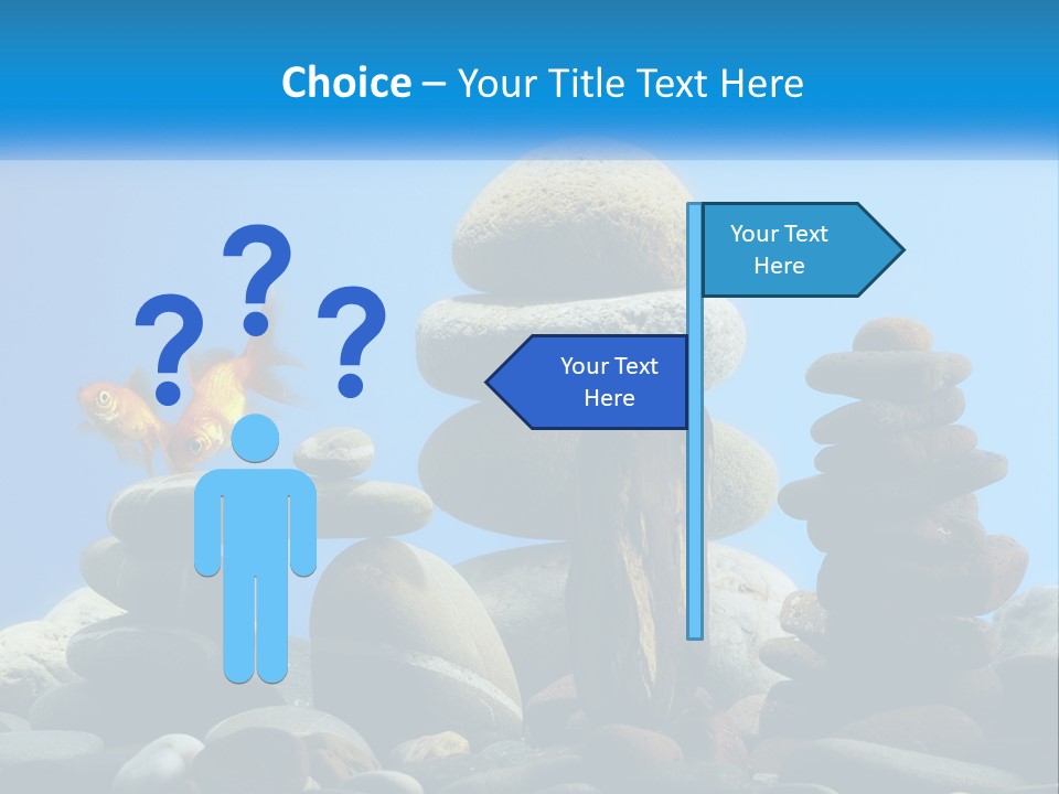 A Group Of Rocks Stacked On Top Of Each Other With A Goldfish In The PowerPoint Template