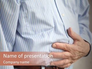 A Man Is Holding His Stomach With His Hands PowerPoint Template