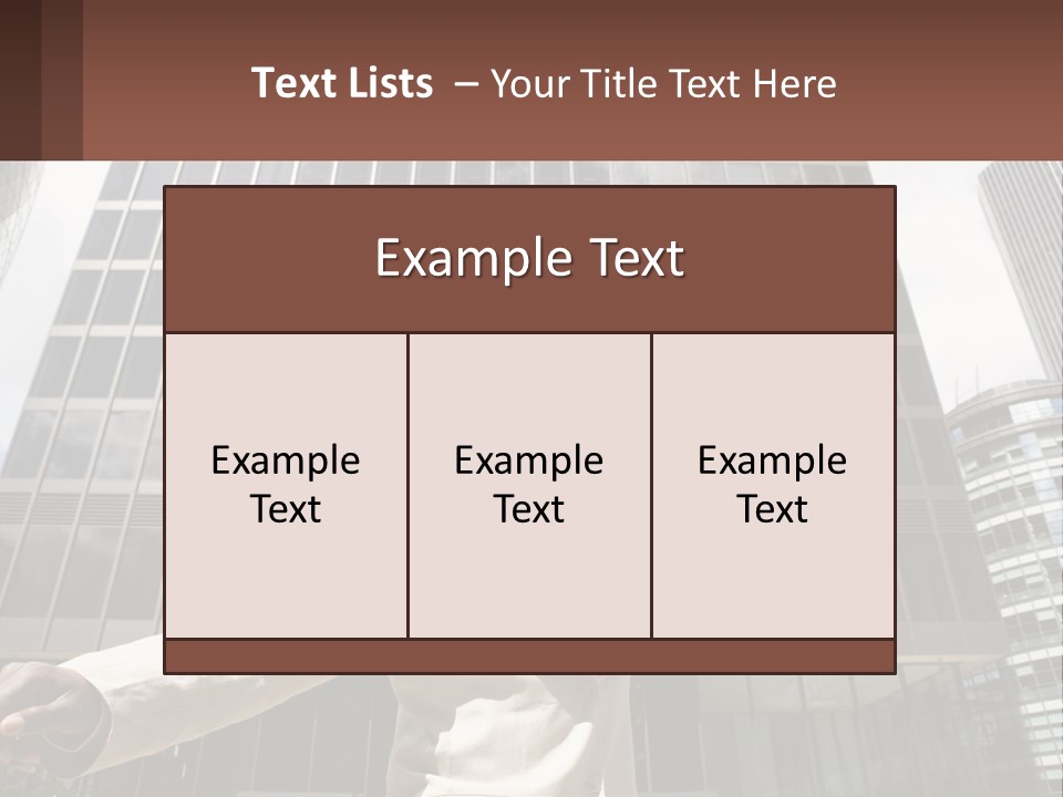 A Man In A Suit Holding Up A Red Object In Front Of A Tall Building PowerPoint Template