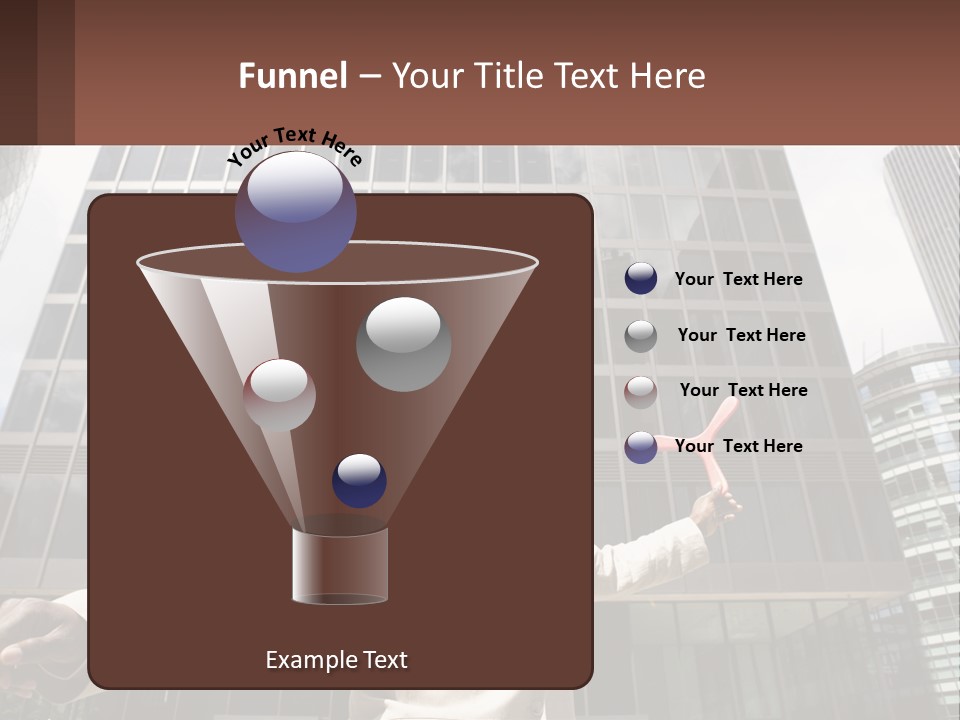 A Man In A Suit Holding Up A Red Object In Front Of A Tall Building PowerPoint Template