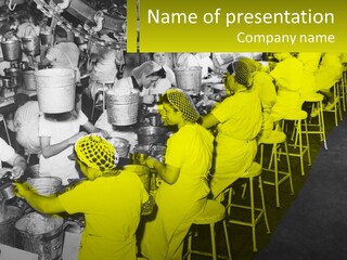 A Group Of People Working In A Factory PowerPoint Template