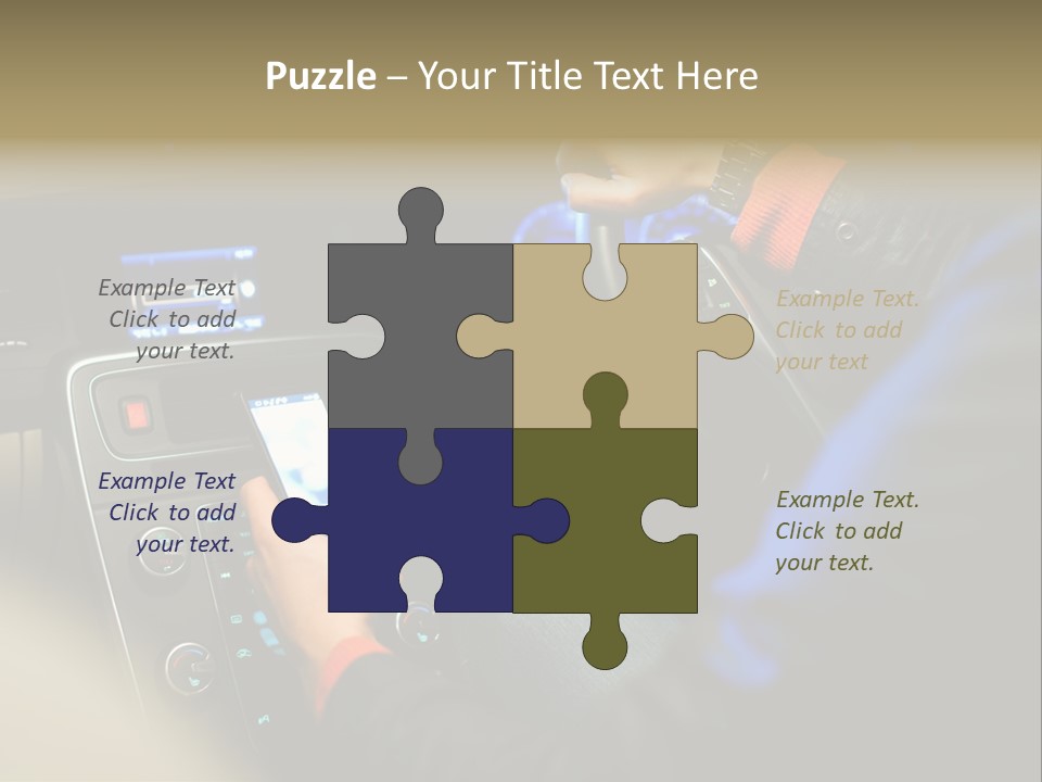 A Person Using A Cell Phone While Driving A Car PowerPoint Template