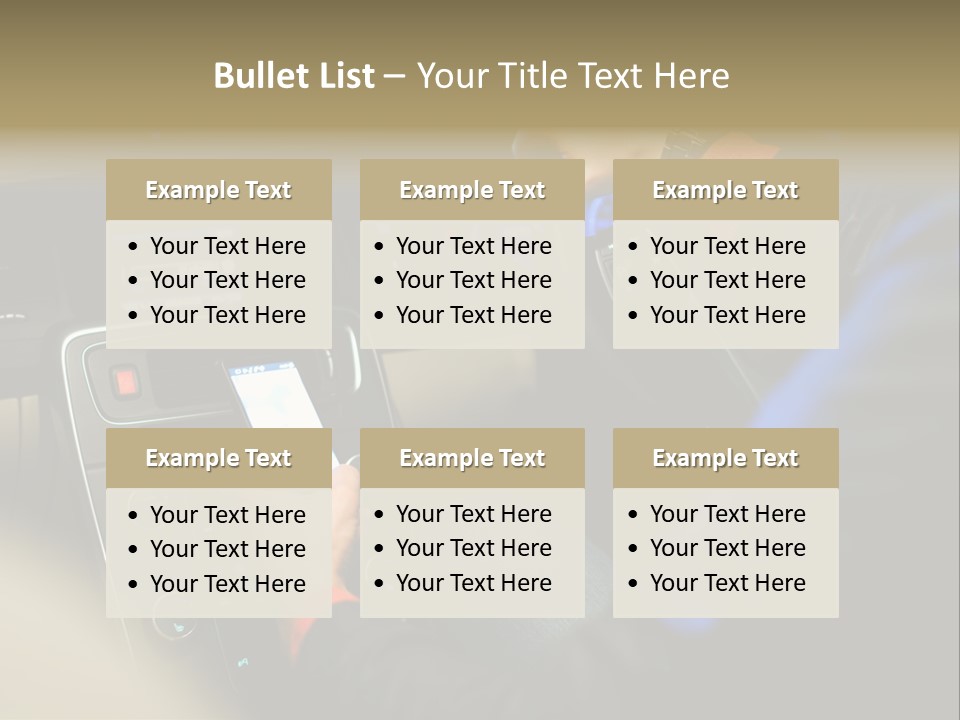 A Person Using A Cell Phone While Driving A Car PowerPoint Template