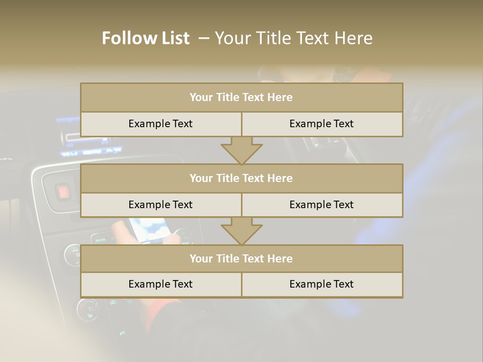 A Person Using A Cell Phone While Driving A Car PowerPoint Template