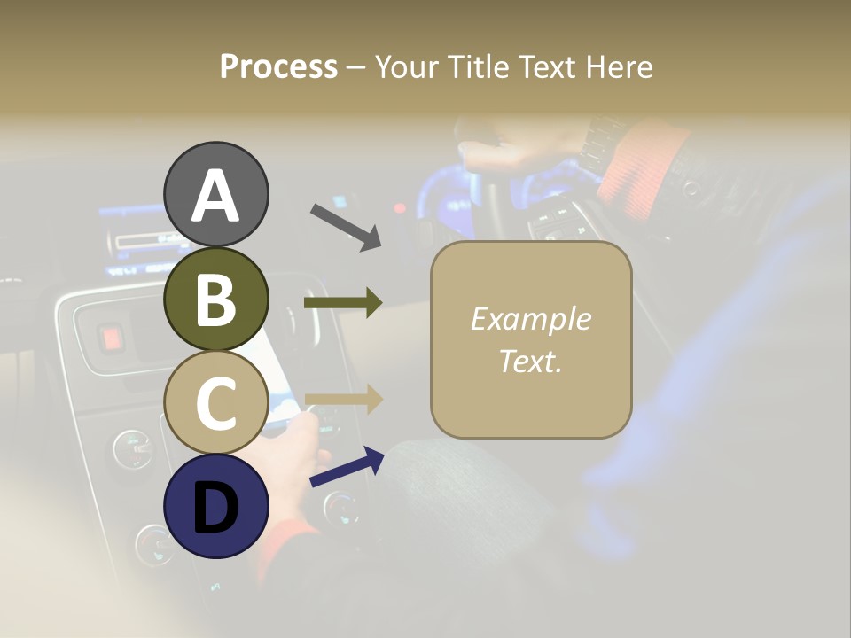 A Person Using A Cell Phone While Driving A Car PowerPoint Template