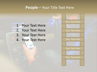 A Person Using A Cell Phone While Driving A Car PowerPoint Template