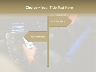 A Person Using A Cell Phone While Driving A Car PowerPoint Template