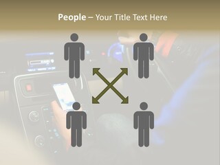 A Person Using A Cell Phone While Driving A Car PowerPoint Template