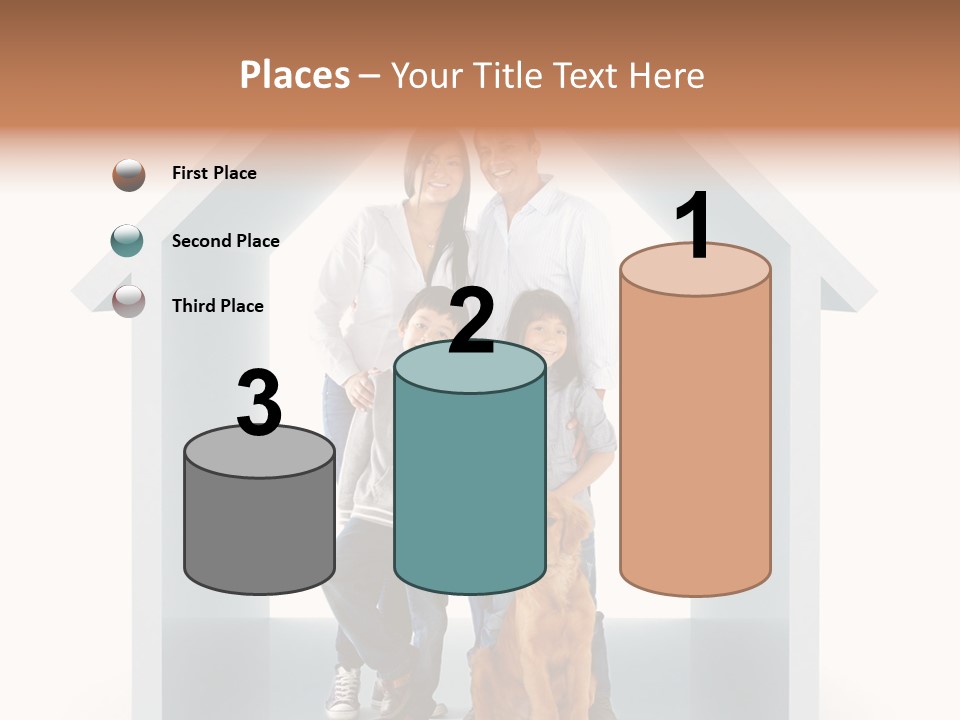 A Family Standing In Front Of A House With A Dog PowerPoint Template