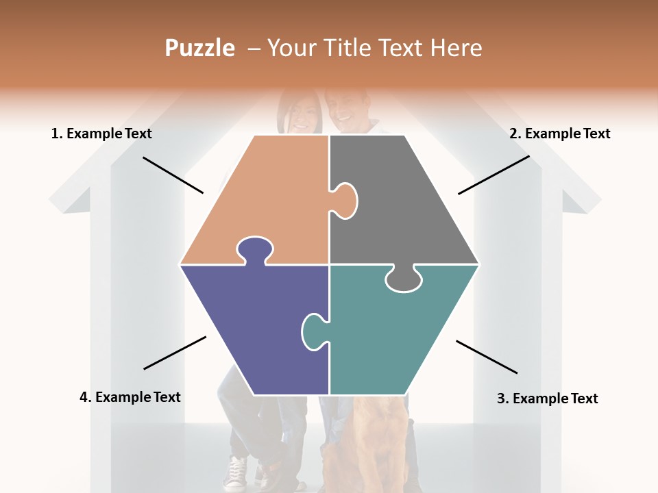 A Family Standing In Front Of A House With A Dog PowerPoint Template