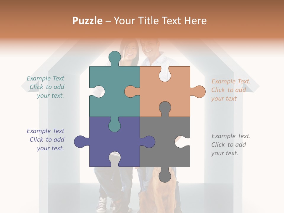 A Family Standing In Front Of A House With A Dog PowerPoint Template