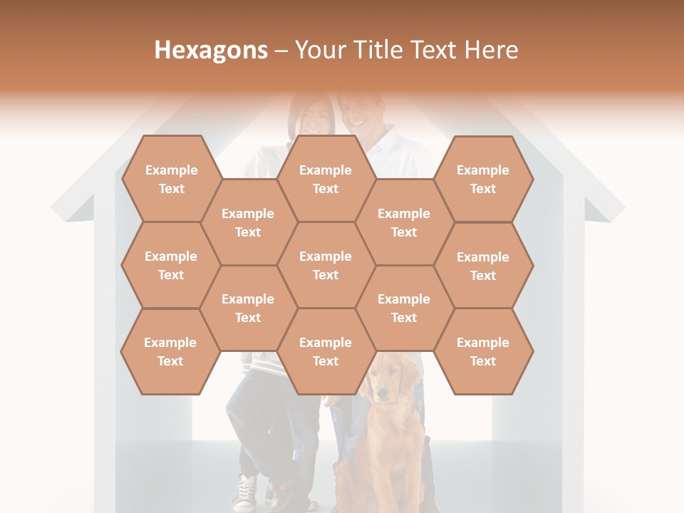 A Family Standing In Front Of A House With A Dog PowerPoint Template