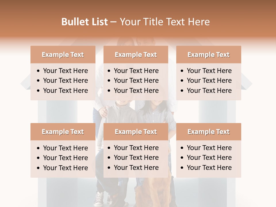 A Family Standing In Front Of A House With A Dog PowerPoint Template