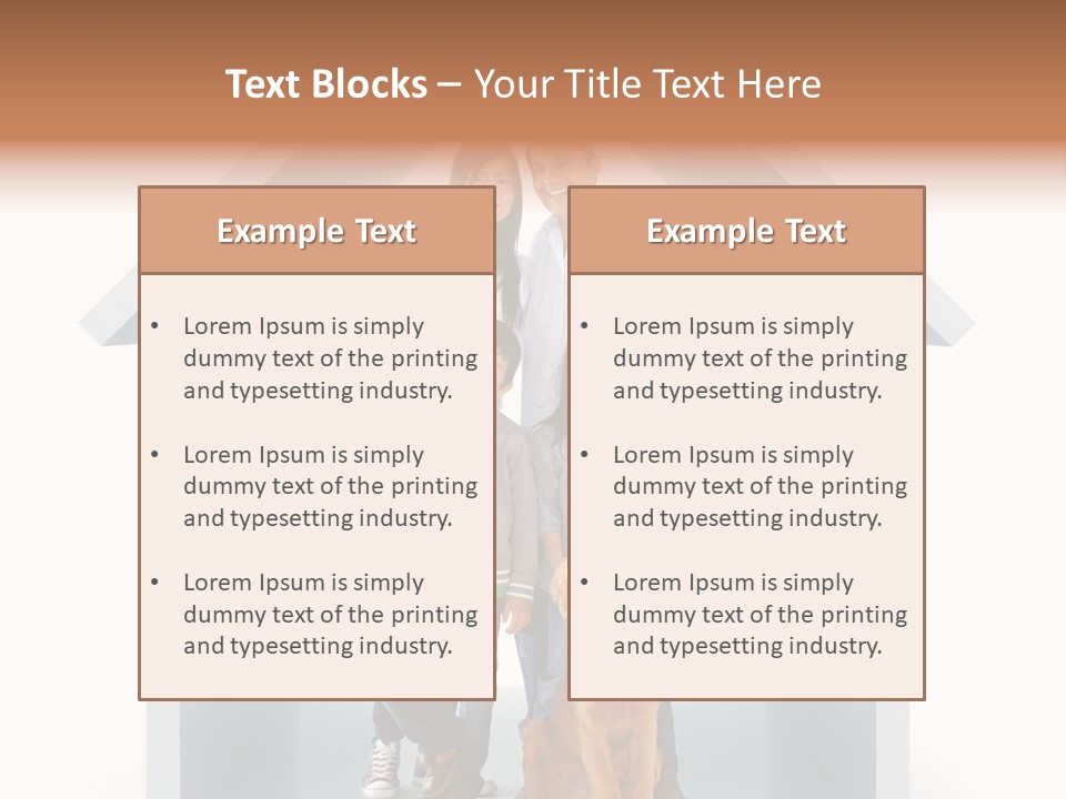 A Family Standing In Front Of A House With A Dog PowerPoint Template