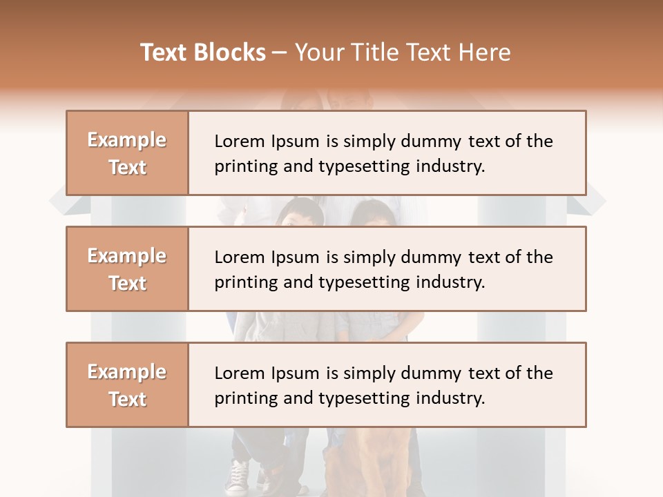 A Family Standing In Front Of A House With A Dog PowerPoint Template