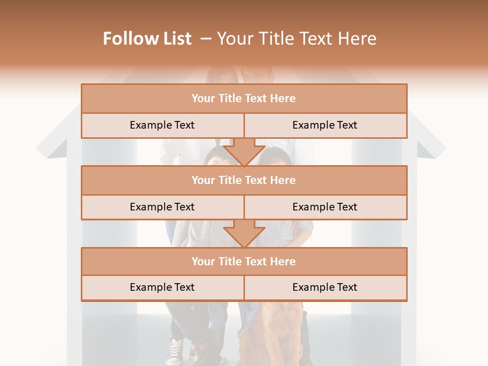 A Family Standing In Front Of A House With A Dog PowerPoint Template