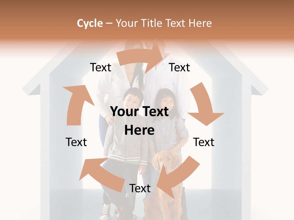 A Family Standing In Front Of A House With A Dog PowerPoint Template