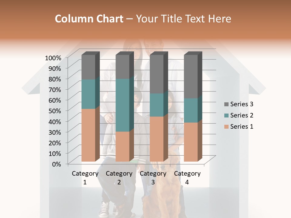 A Family Standing In Front Of A House With A Dog PowerPoint Template
