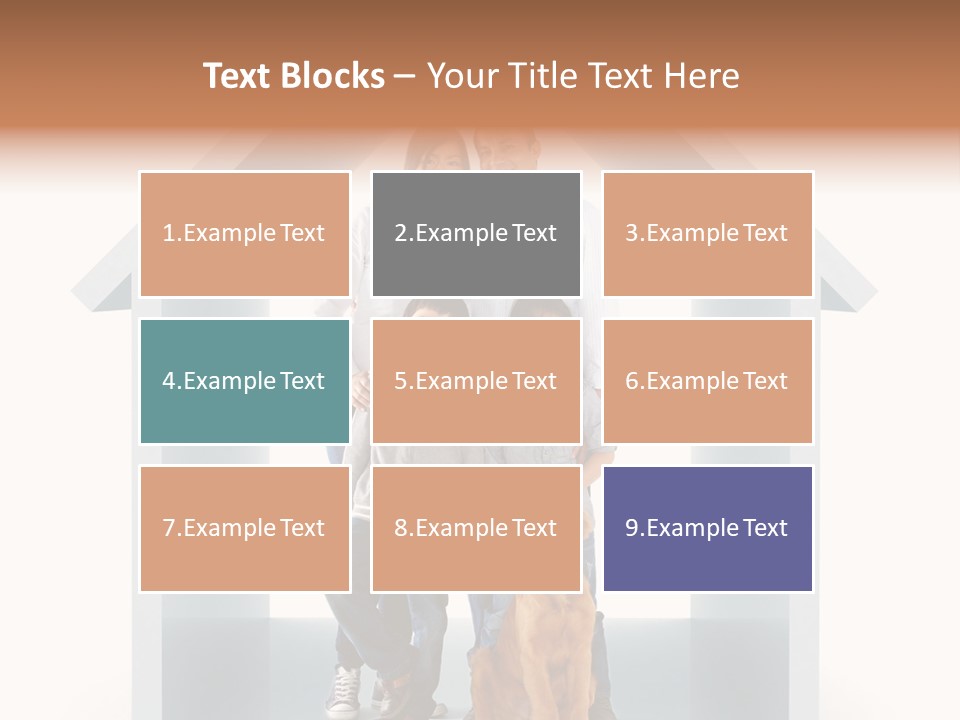 A Family Standing In Front Of A House With A Dog PowerPoint Template