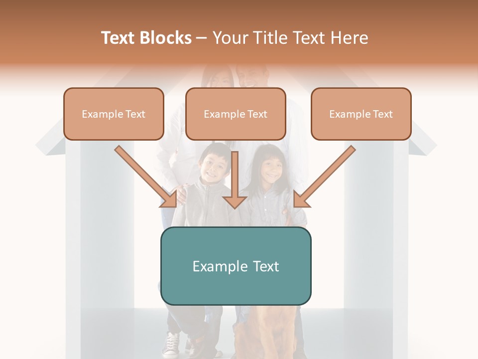 A Family Standing In Front Of A House With A Dog PowerPoint Template