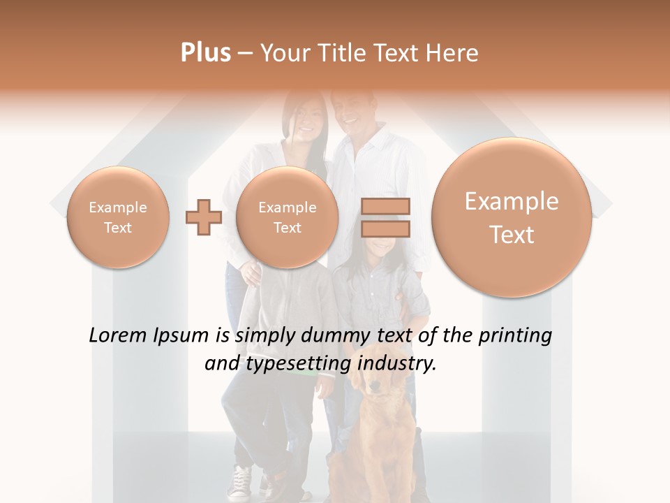 A Family Standing In Front Of A House With A Dog PowerPoint Template