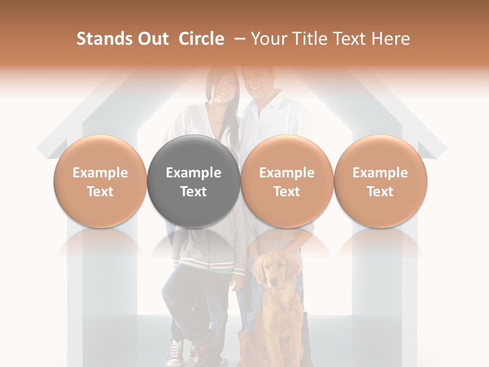 A Family Standing In Front Of A House With A Dog PowerPoint Template