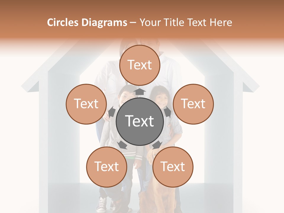 A Family Standing In Front Of A House With A Dog PowerPoint Template