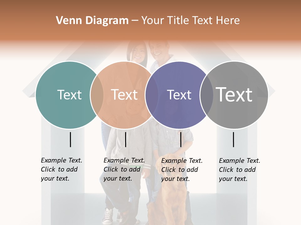 A Family Standing In Front Of A House With A Dog PowerPoint Template