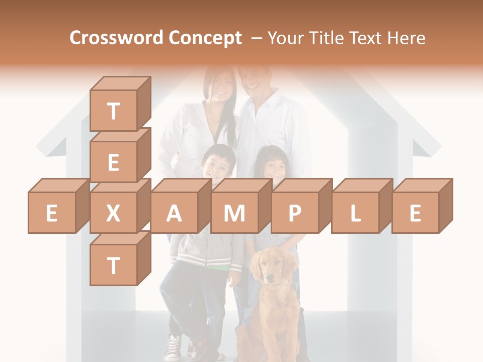 A Family Standing In Front Of A House With A Dog PowerPoint Template