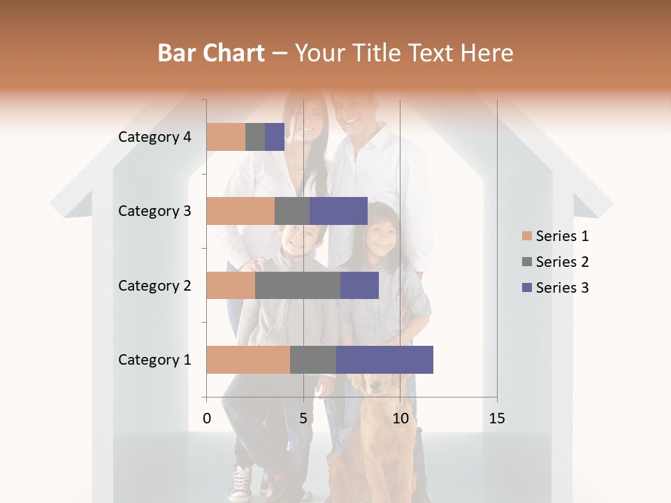 A Family Standing In Front Of A House With A Dog PowerPoint Template