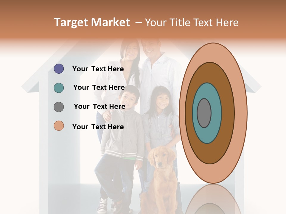 A Family Standing In Front Of A House With A Dog PowerPoint Template