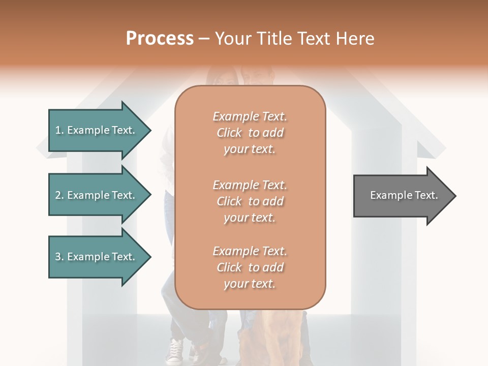 A Family Standing In Front Of A House With A Dog PowerPoint Template