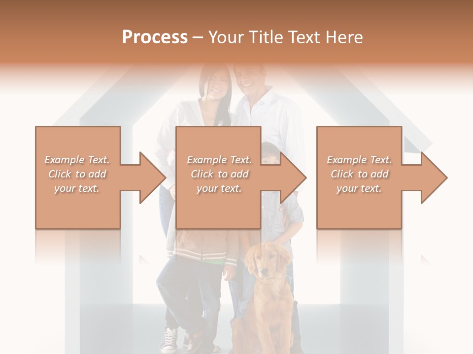 A Family Standing In Front Of A House With A Dog PowerPoint Template