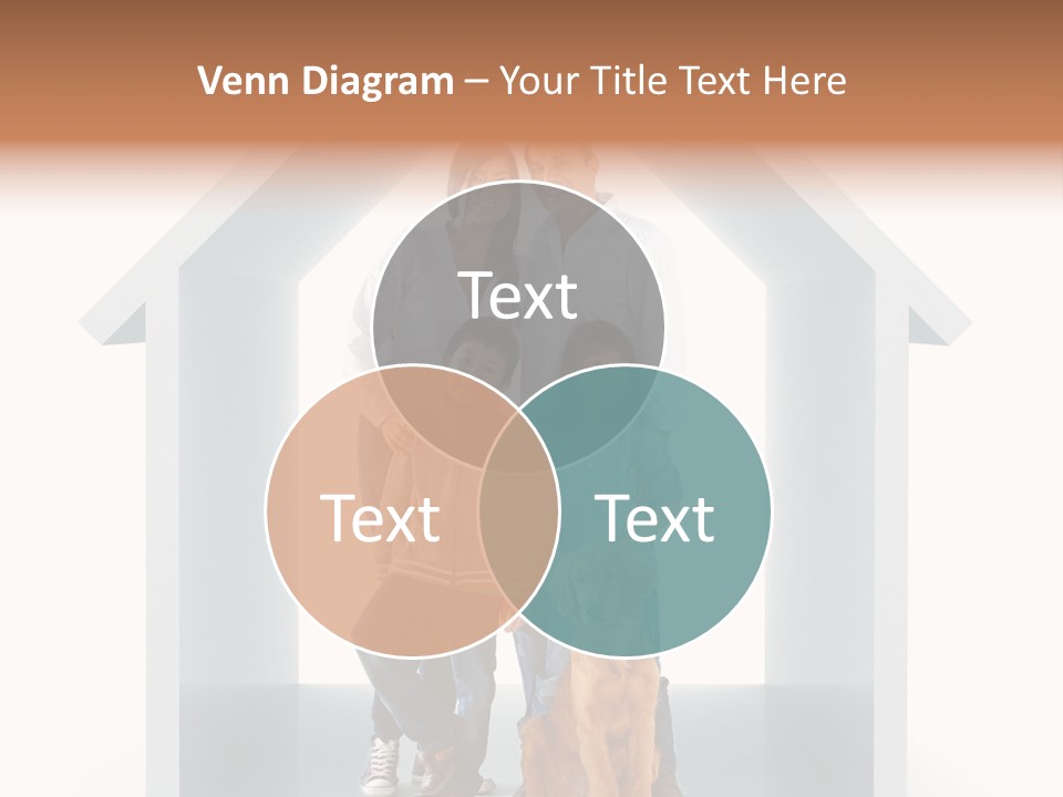 A Family Standing In Front Of A House With A Dog PowerPoint Template