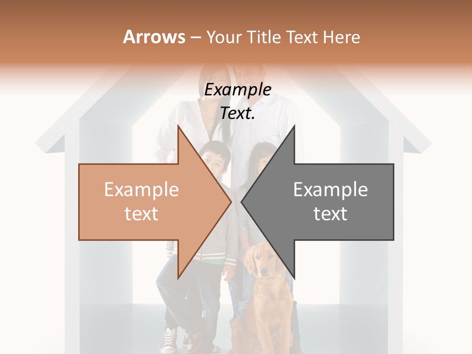 A Family Standing In Front Of A House With A Dog PowerPoint Template