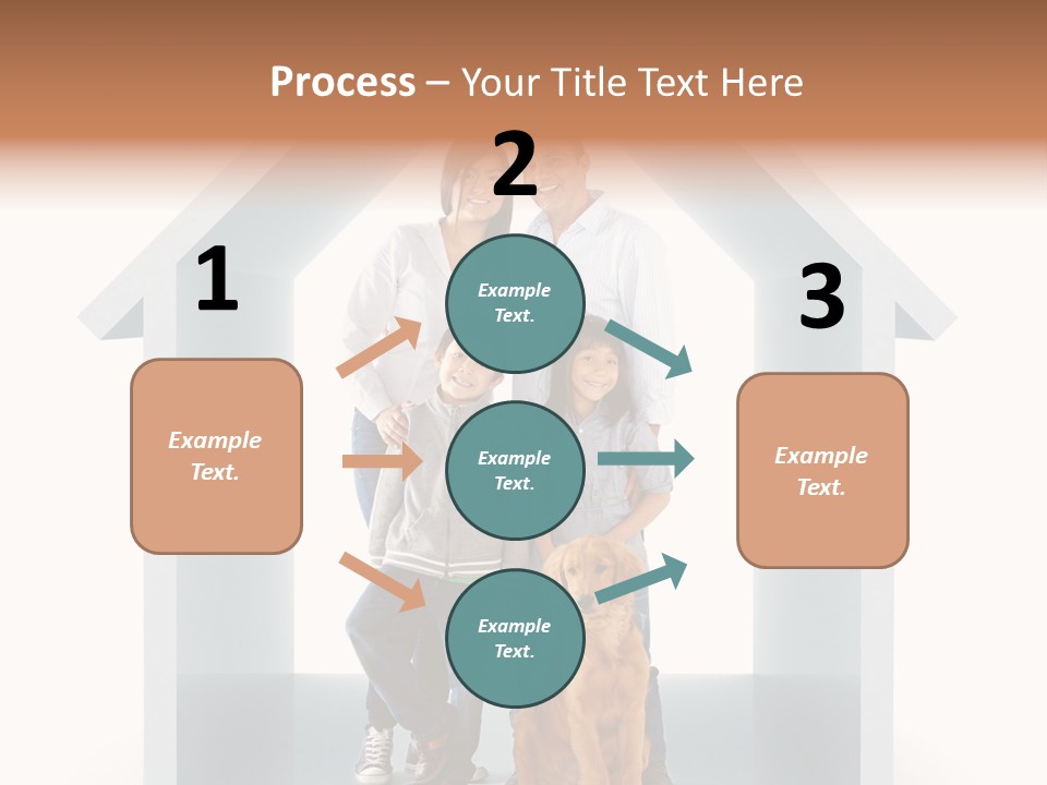 A Family Standing In Front Of A House With A Dog PowerPoint Template