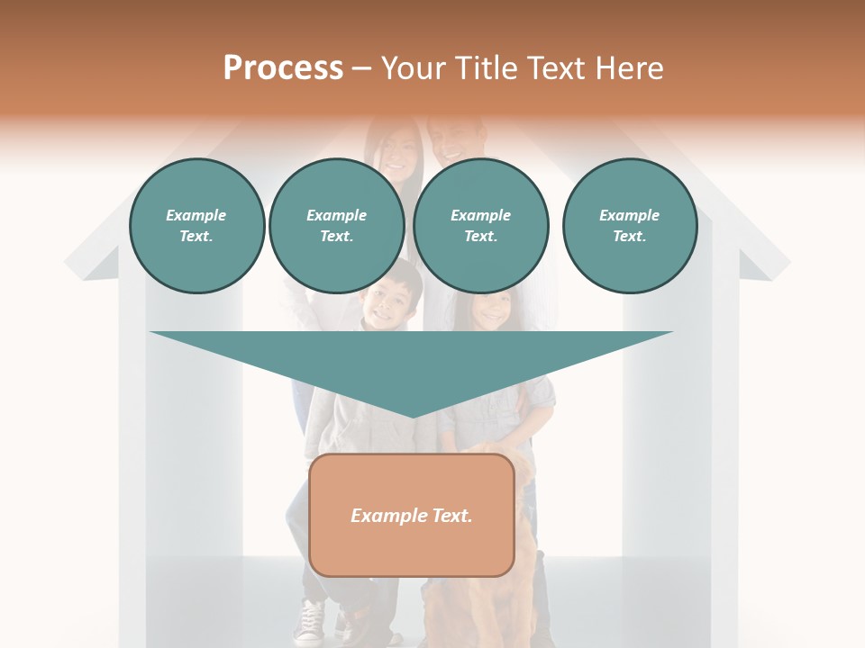 A Family Standing In Front Of A House With A Dog PowerPoint Template