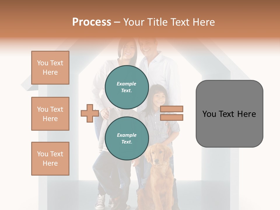 A Family Standing In Front Of A House With A Dog PowerPoint Template