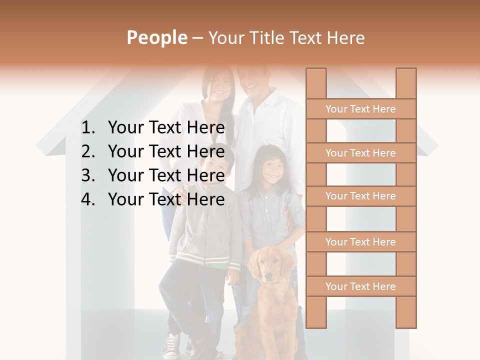 A Family Standing In Front Of A House With A Dog PowerPoint Template