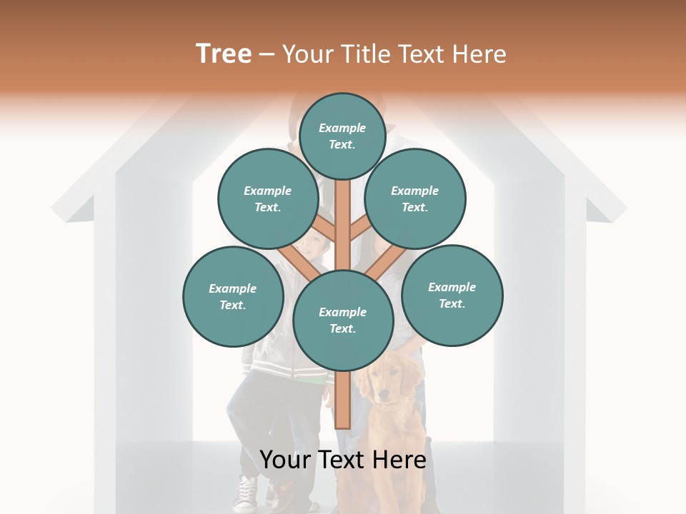 A Family Standing In Front Of A House With A Dog PowerPoint Template