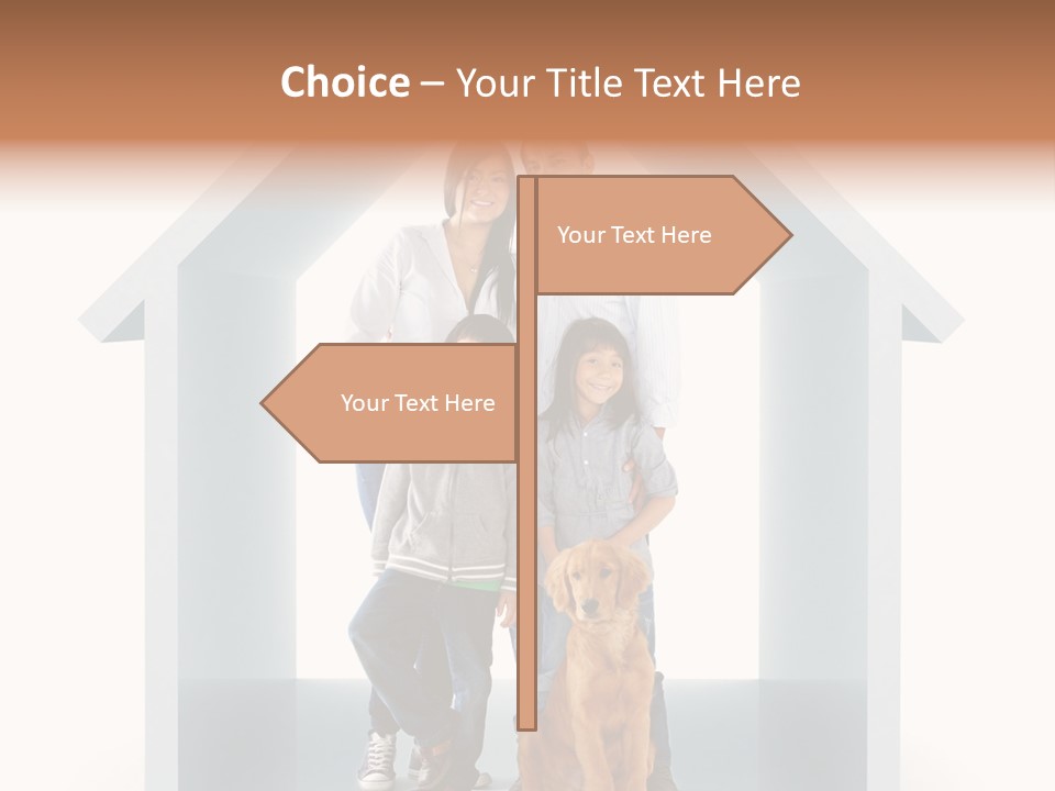A Family Standing In Front Of A House With A Dog PowerPoint Template