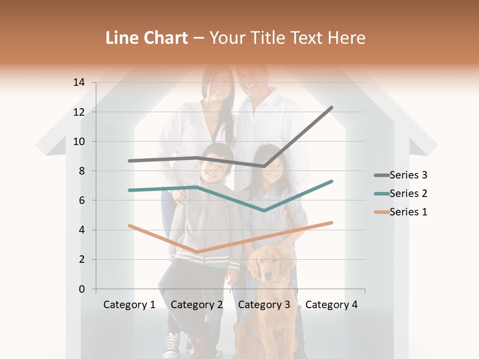 A Family Standing In Front Of A House With A Dog PowerPoint Template