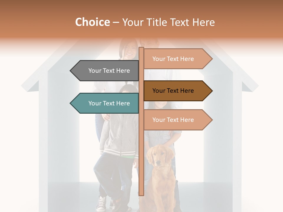 A Family Standing In Front Of A House With A Dog PowerPoint Template