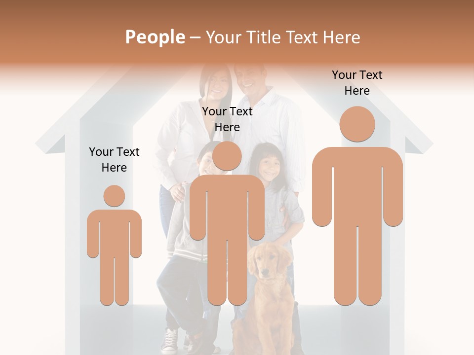 A Family Standing In Front Of A House With A Dog PowerPoint Template